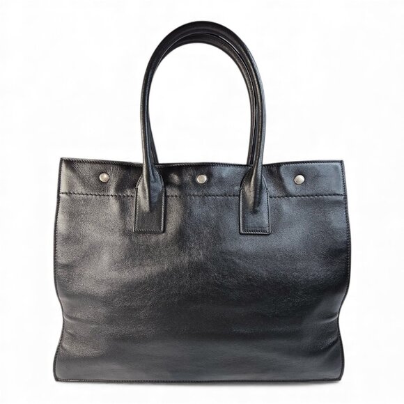 Saint Laurent Noé Rive Gauche Large Tote Bag Black Calfskin Leather YSL Shopper - Picture 8 of 13